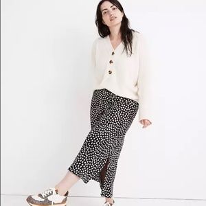 Madewell Drawstring Slip Skirt in Woodcut Flowers